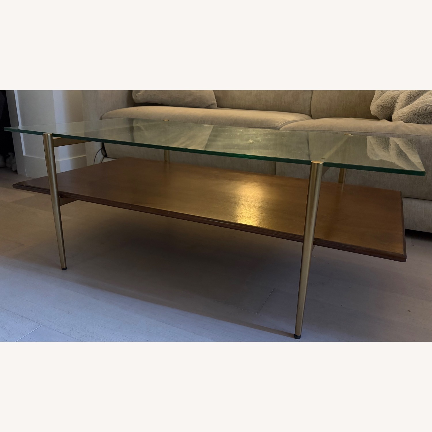 West Elm Dark Brown Glass Coffee Table - image-2