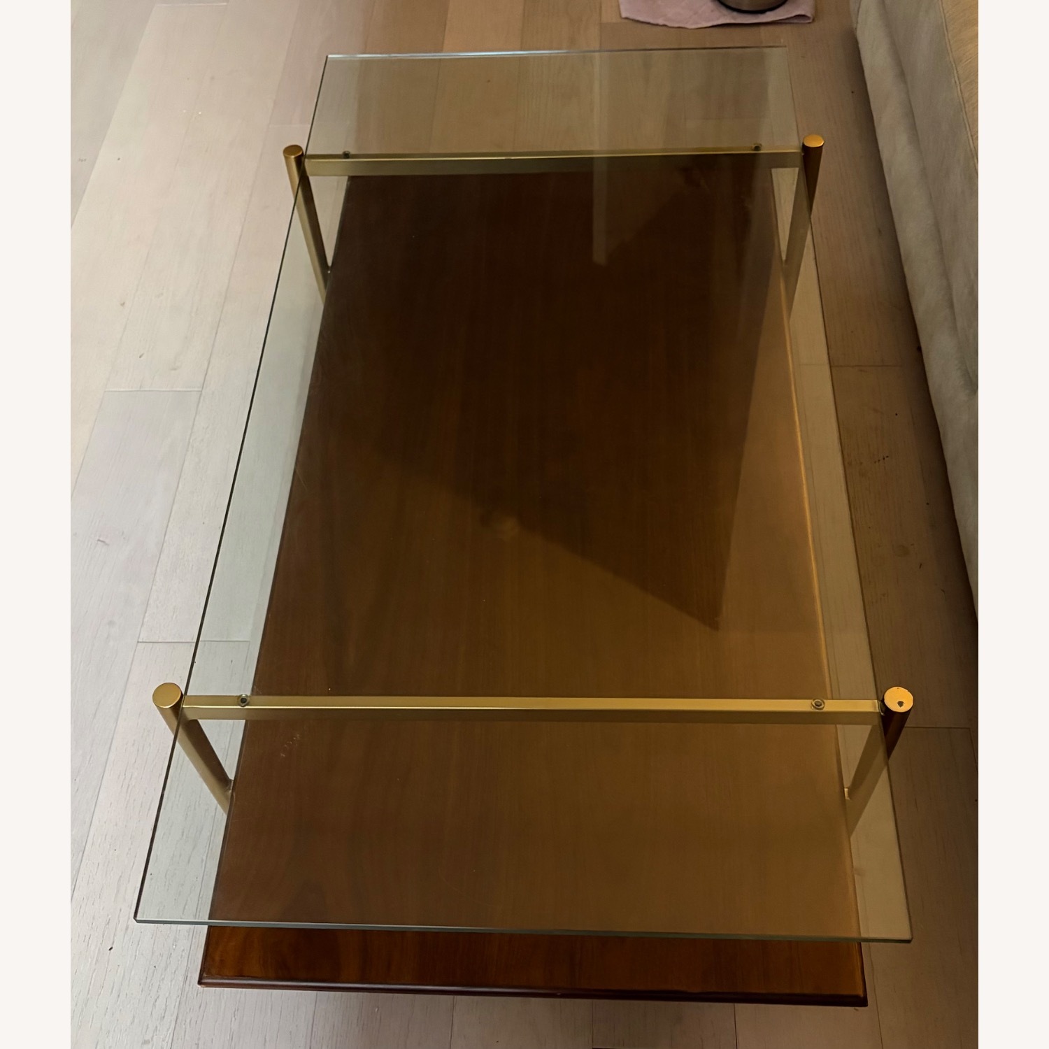 West Elm Dark Brown Glass Coffee Table - image-4