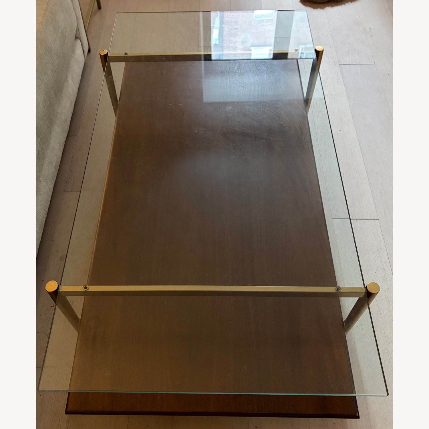 West Elm Dark Brown Glass Coffee Table - image-3