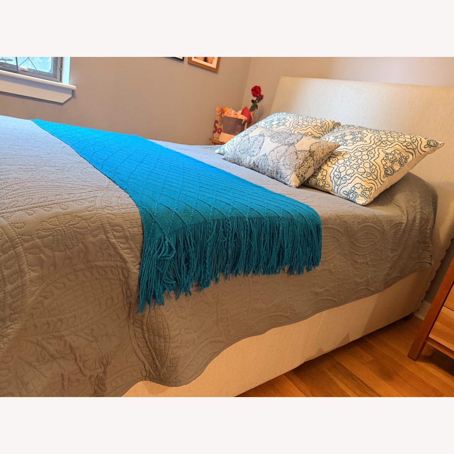 Pottery Barn Grey Queen Storage Bed - image-3