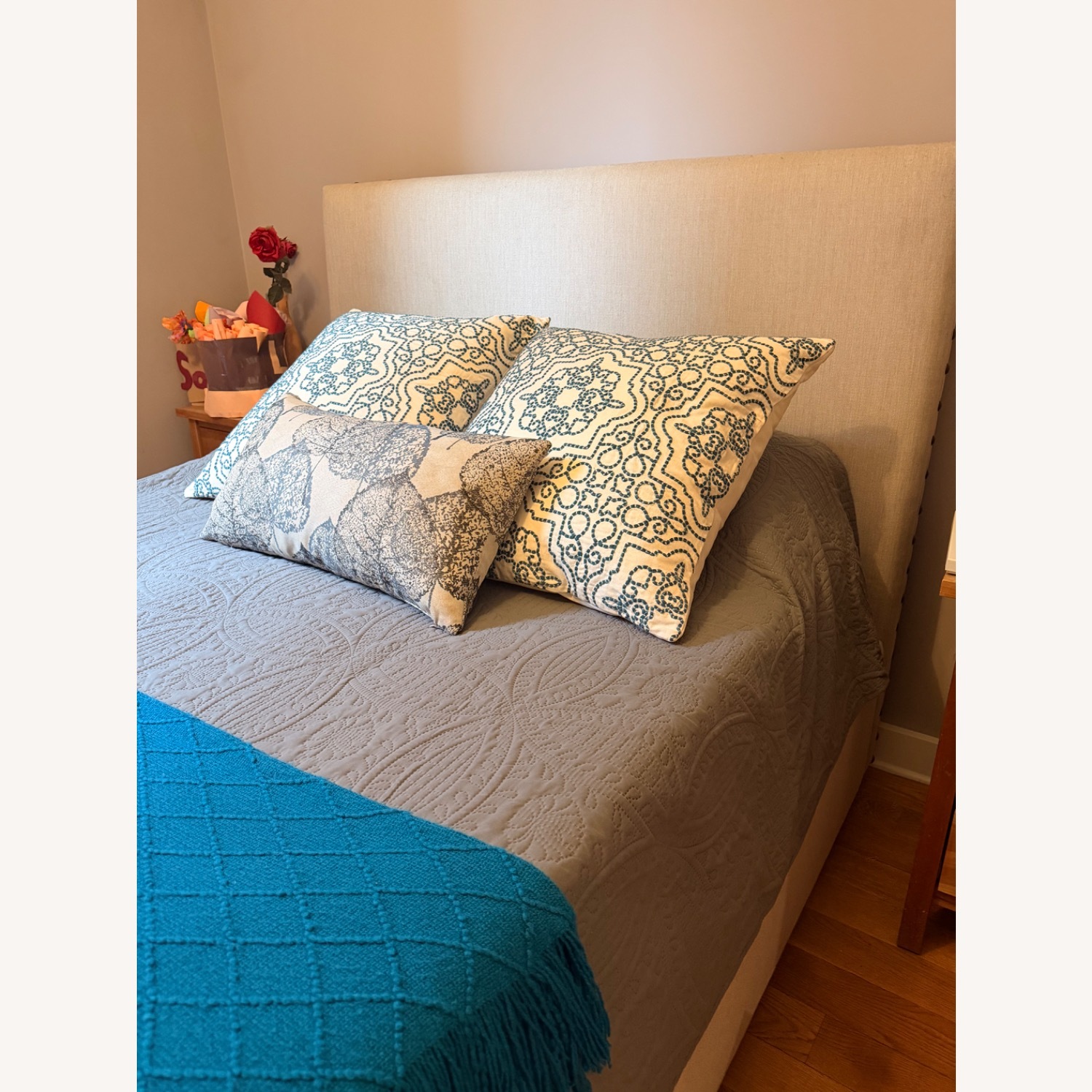 Pottery Barn Grey Queen Storage Bed - image-2