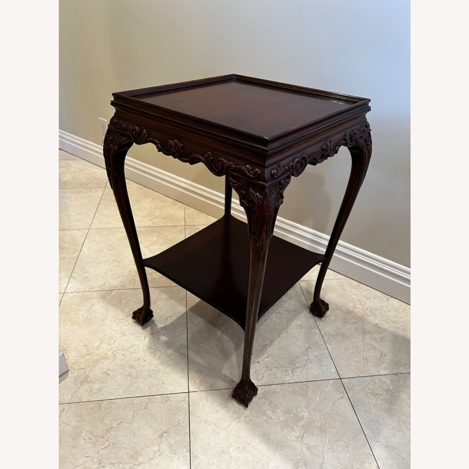 Vintage/Antique Dark Brown Wood Side Tables - image-2