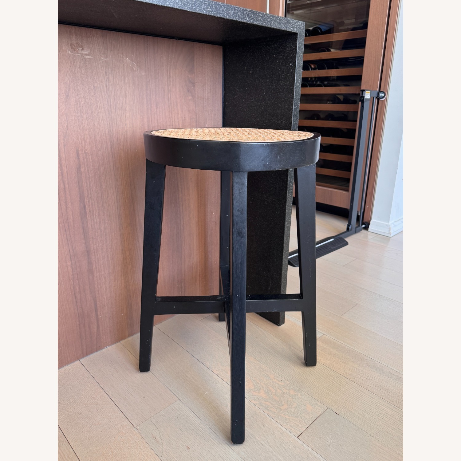 France and Son Black Counter Stool with Cane Seat - image-2