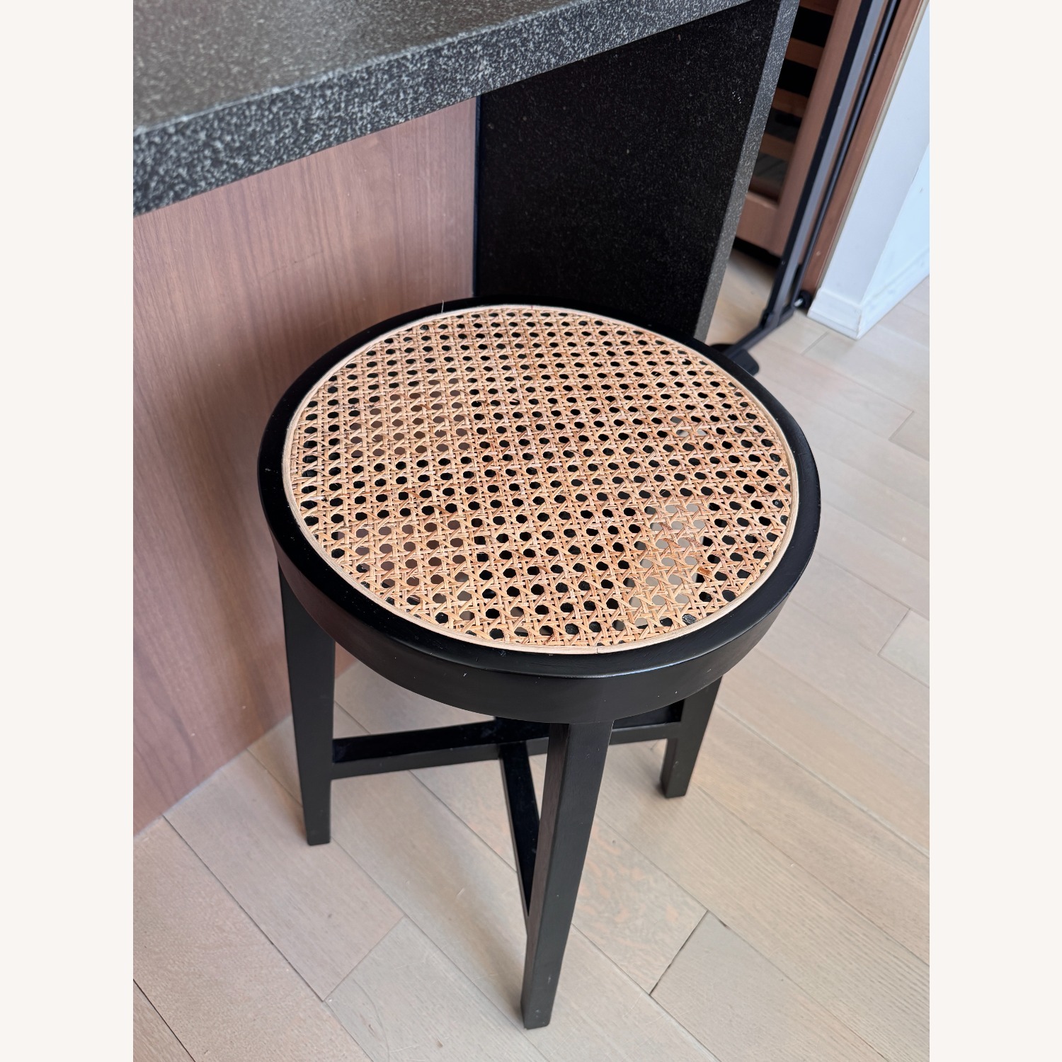 France and Son Black Counter Stool with Cane Seat - image-3