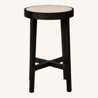 France and Son Black Counter Stool with Cane Seat