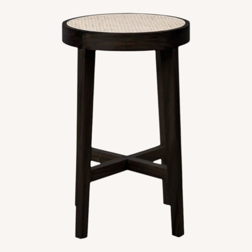 Used France and Son Black Counter Stool with Cane Seat for sale on AptDeco
