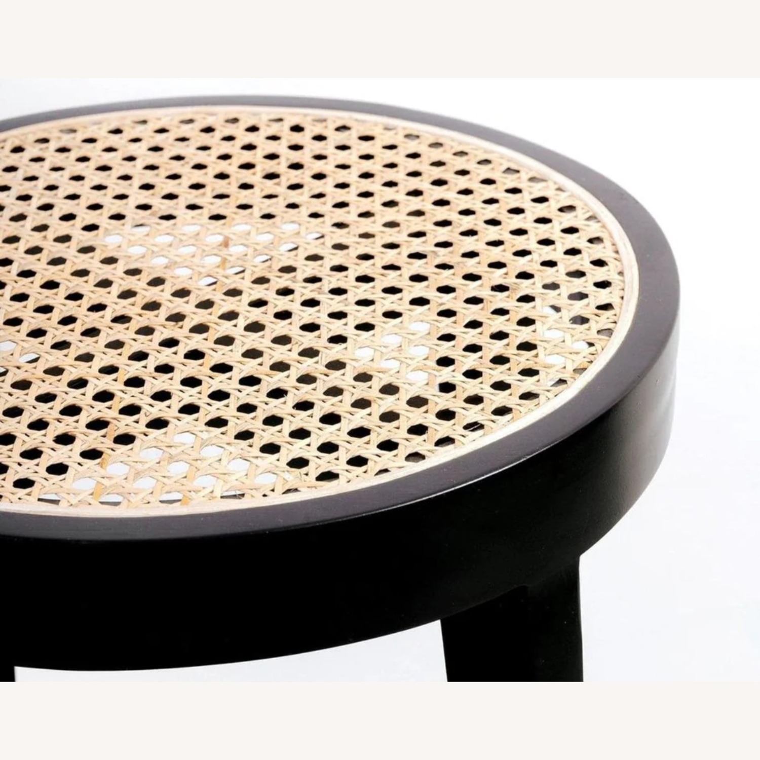 France and Son Black Counter Stool with Cane Seat - image-5