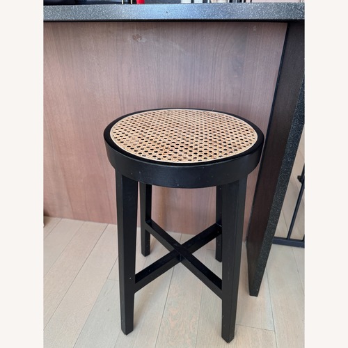 Used France and Son Black Counter Stool with Cane Seat for sale on AptDeco