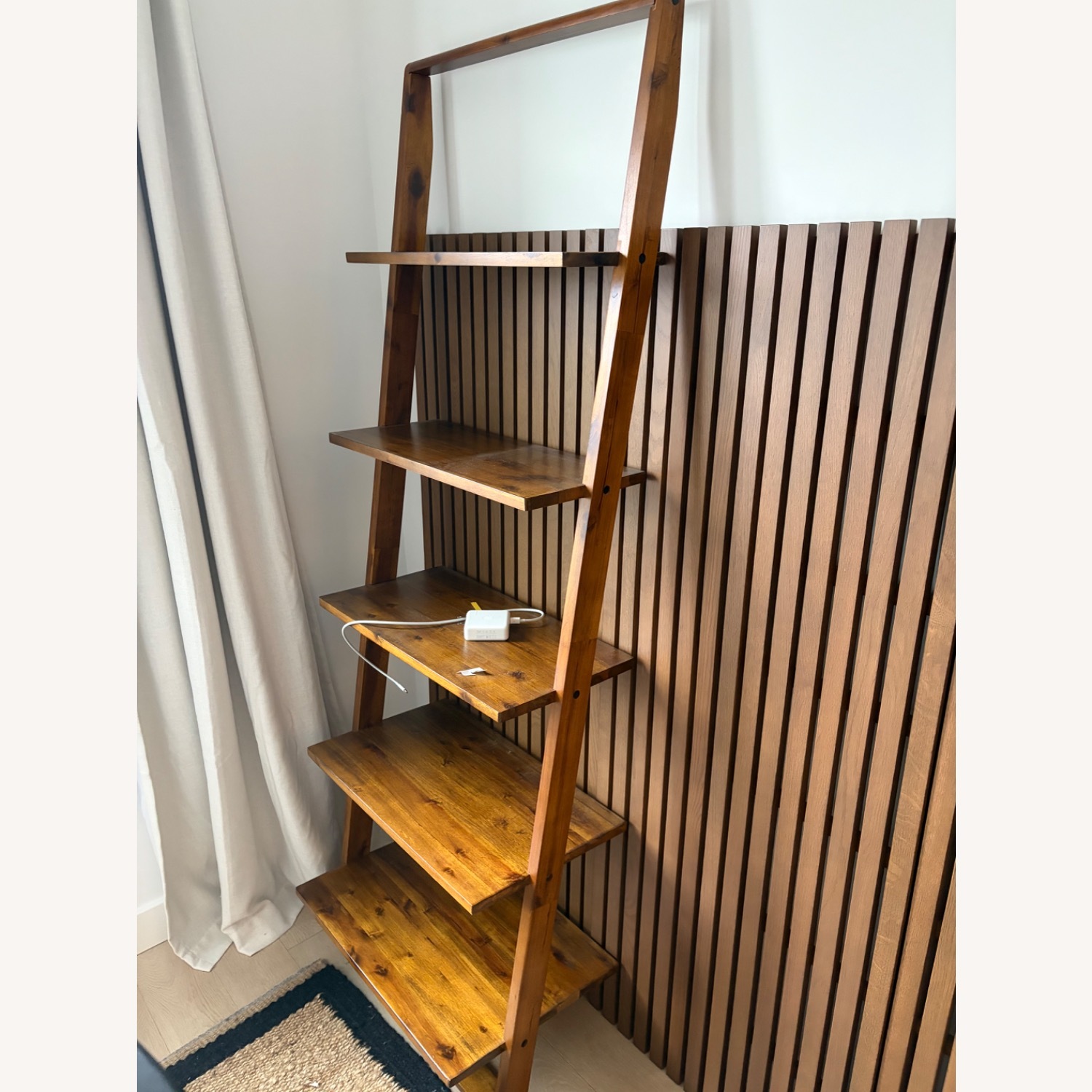 Crate & Barrel Batten Dark Brown Wall Panel Shelf - image-4