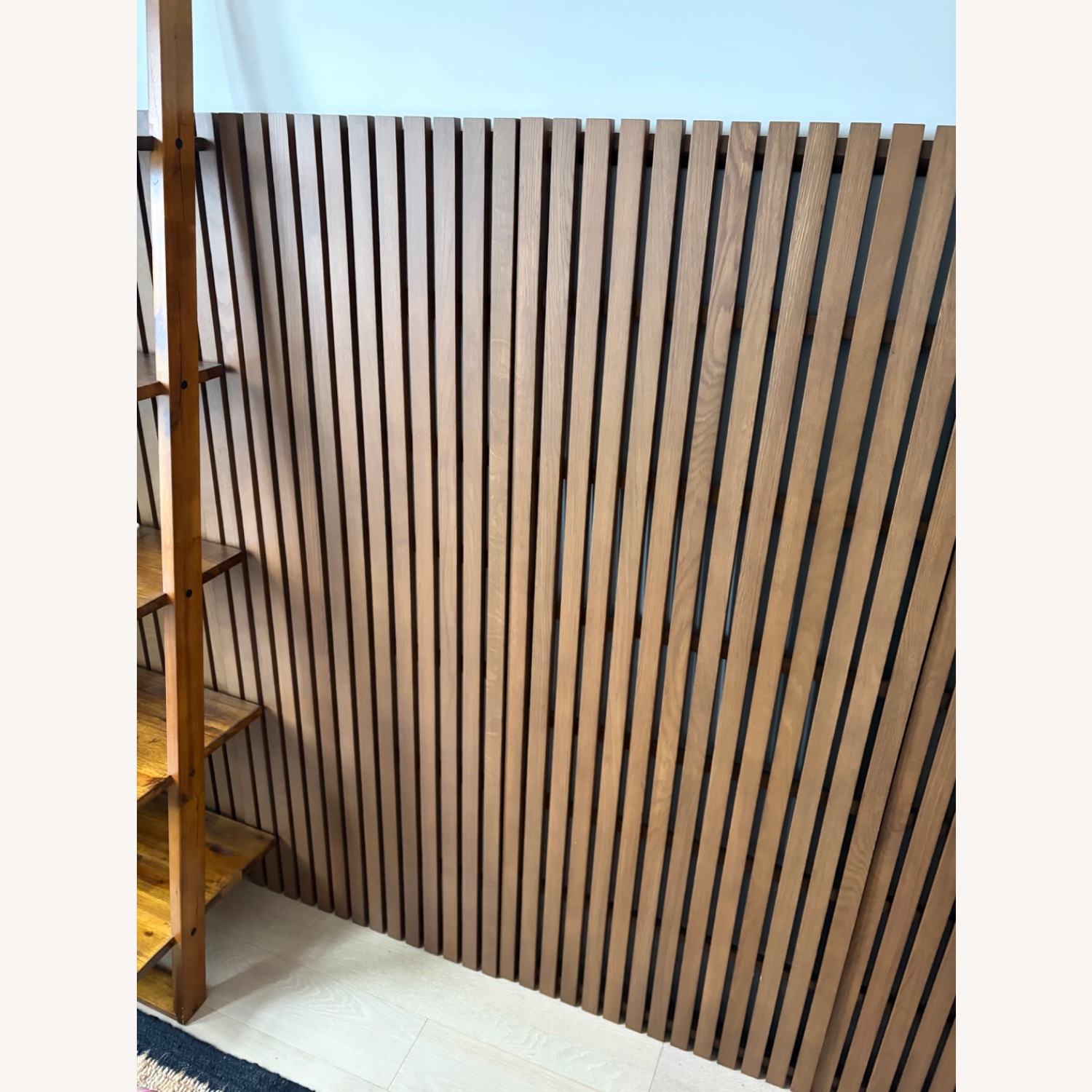 Crate & Barrel Batten Dark Brown Wall Panel Shelf - image-1