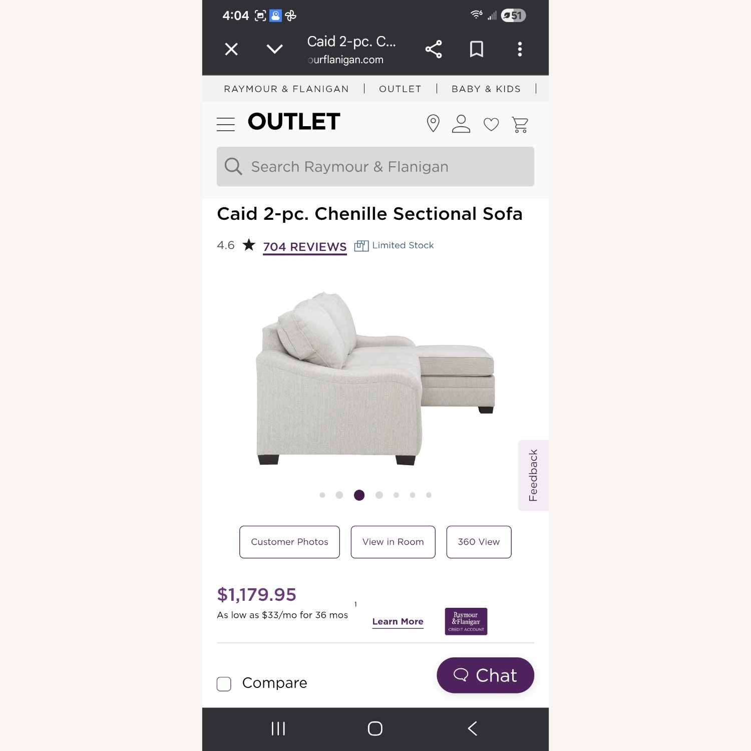 Caid 2-pc. Chenille Sectional Sofa - image-3