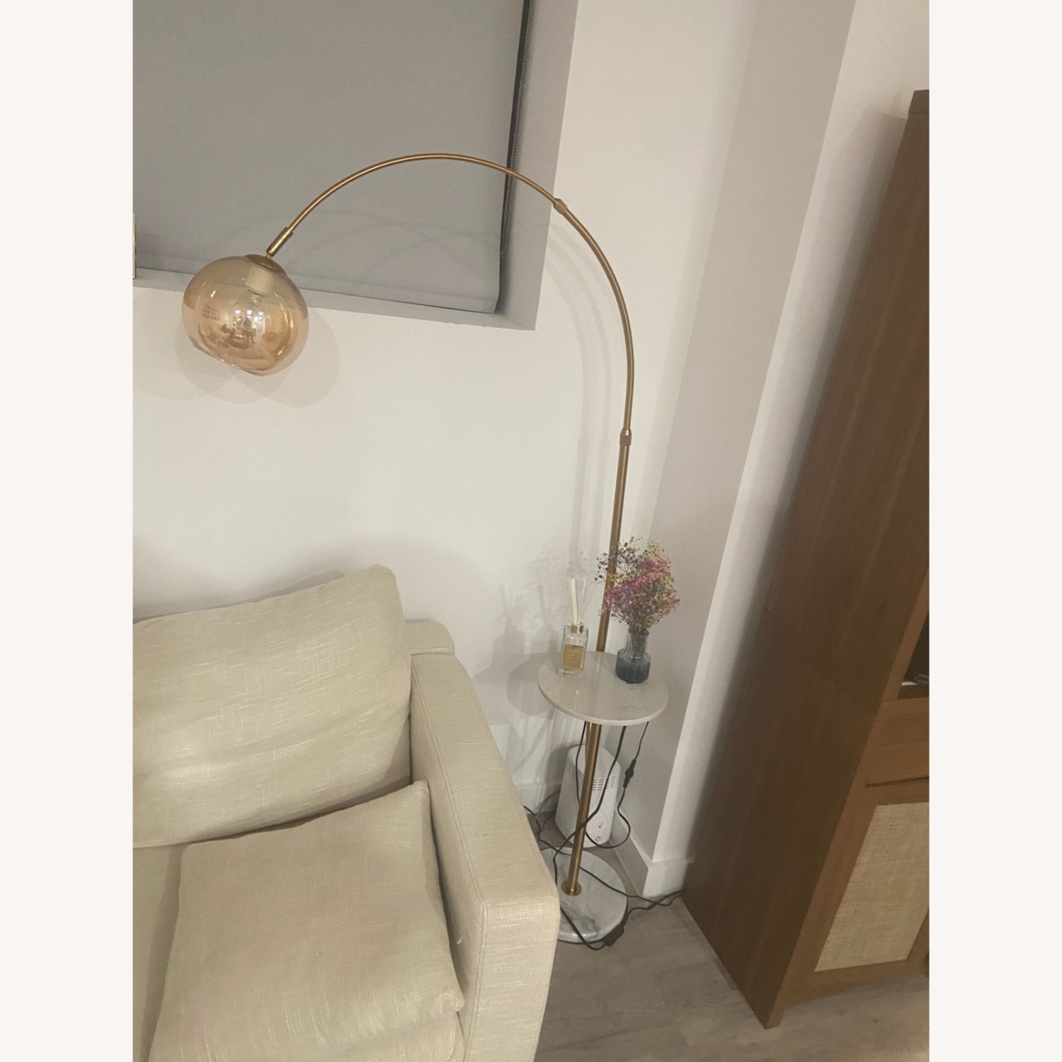 Wayfair White Tray Table Glass Floor Lamp with USB - image-2