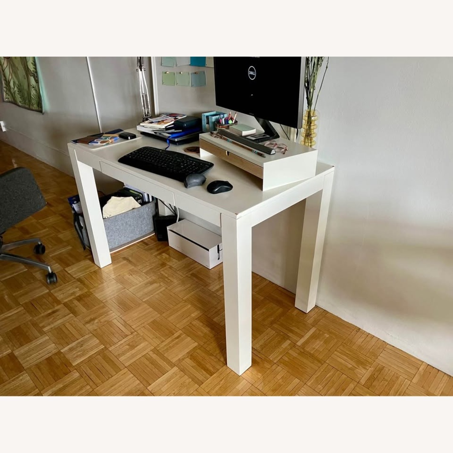 West Elm Parsons Gloss White Wood Desk 48" - image-4