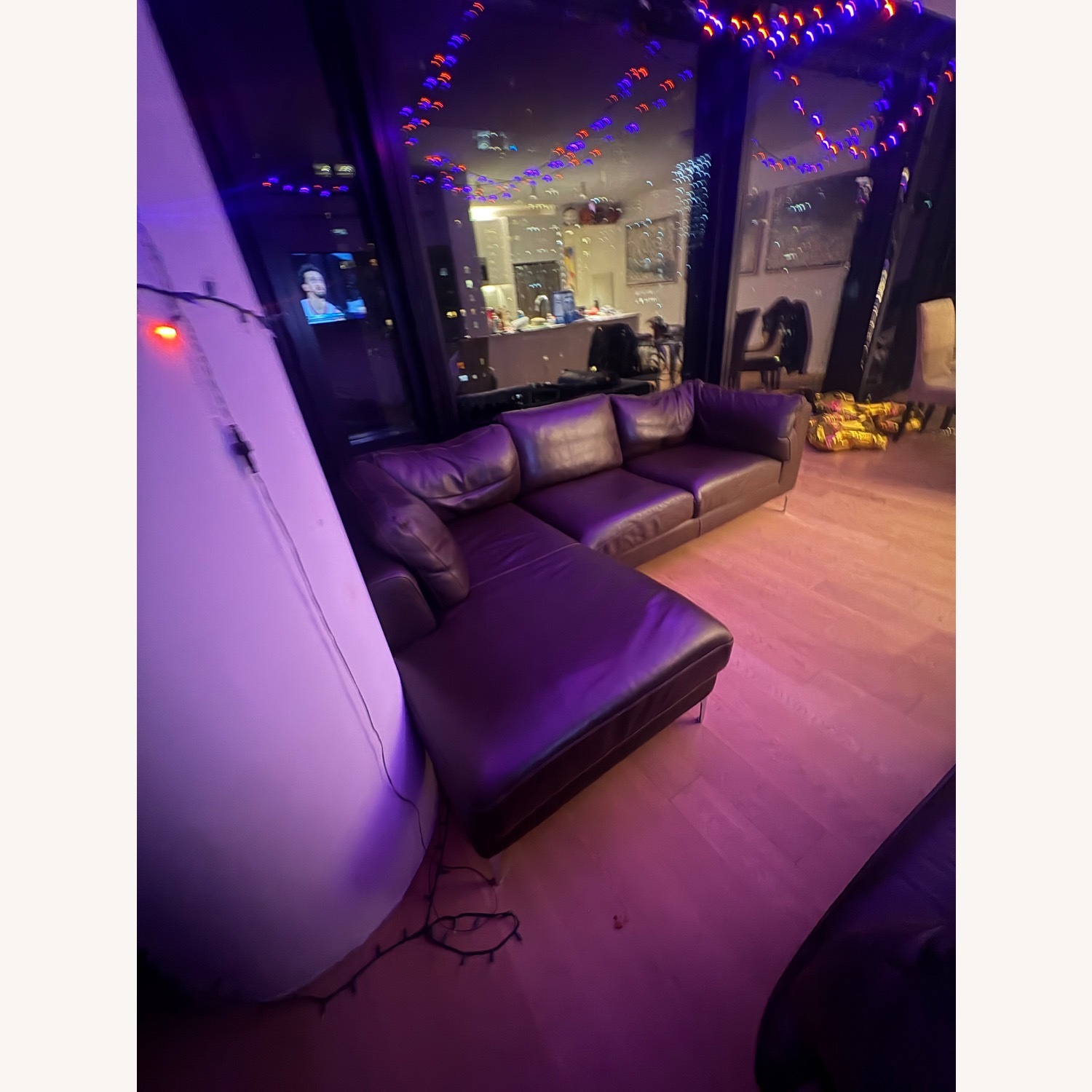 Brown Leather Nicoletti Sectional Couch - image-4