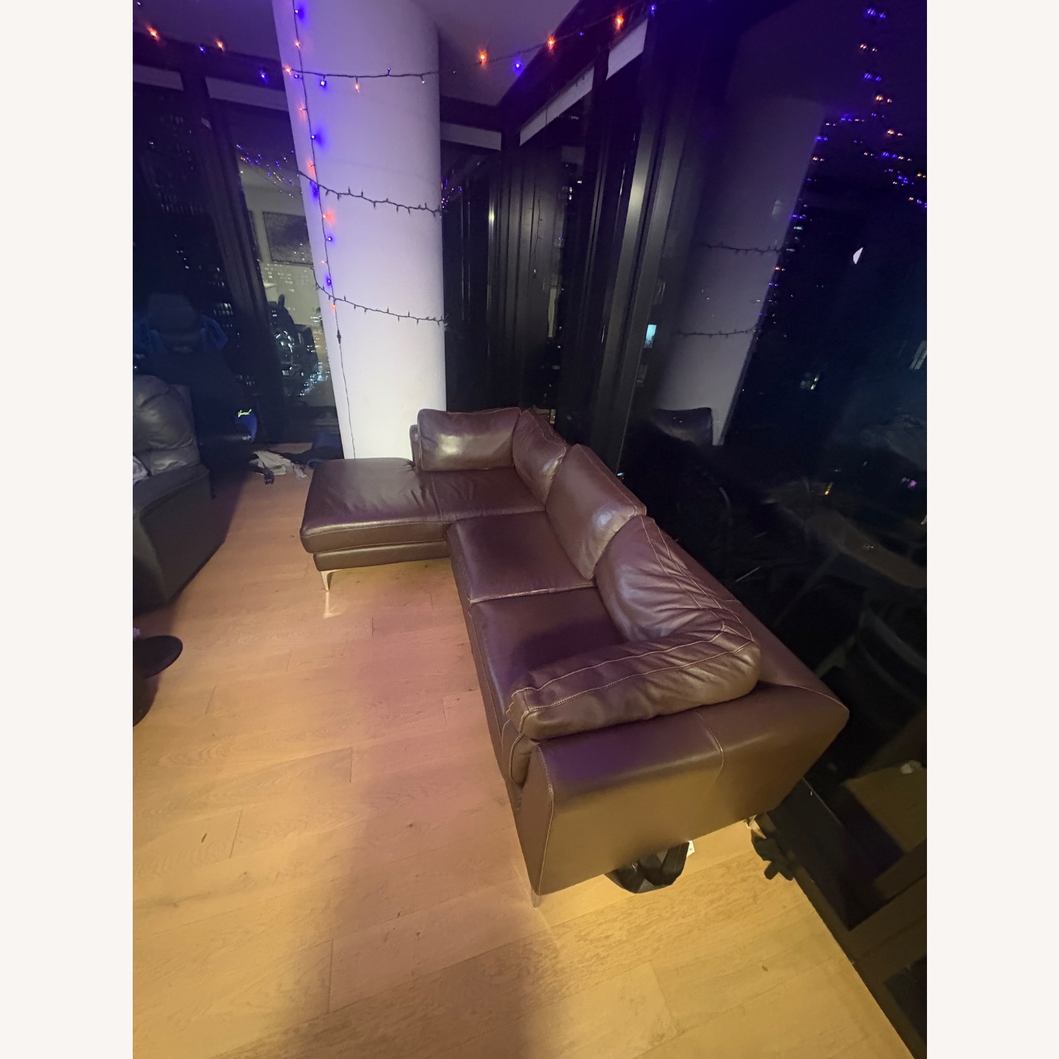 Brown Leather Nicoletti Sectional Couch - image-3