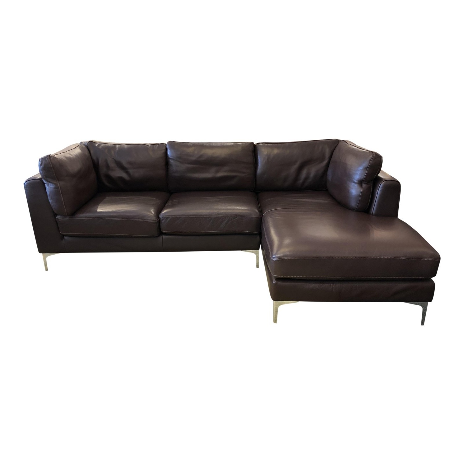 Brown Leather Nicoletti Sectional Couch - image-5