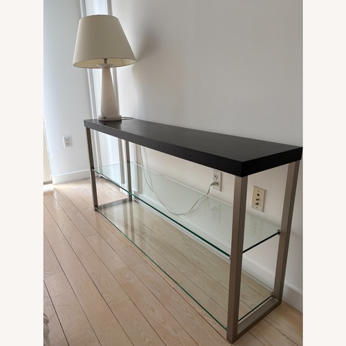 Used BoConcept Occa Glass Shelf Credenza with Wood Top for sale on AptDeco