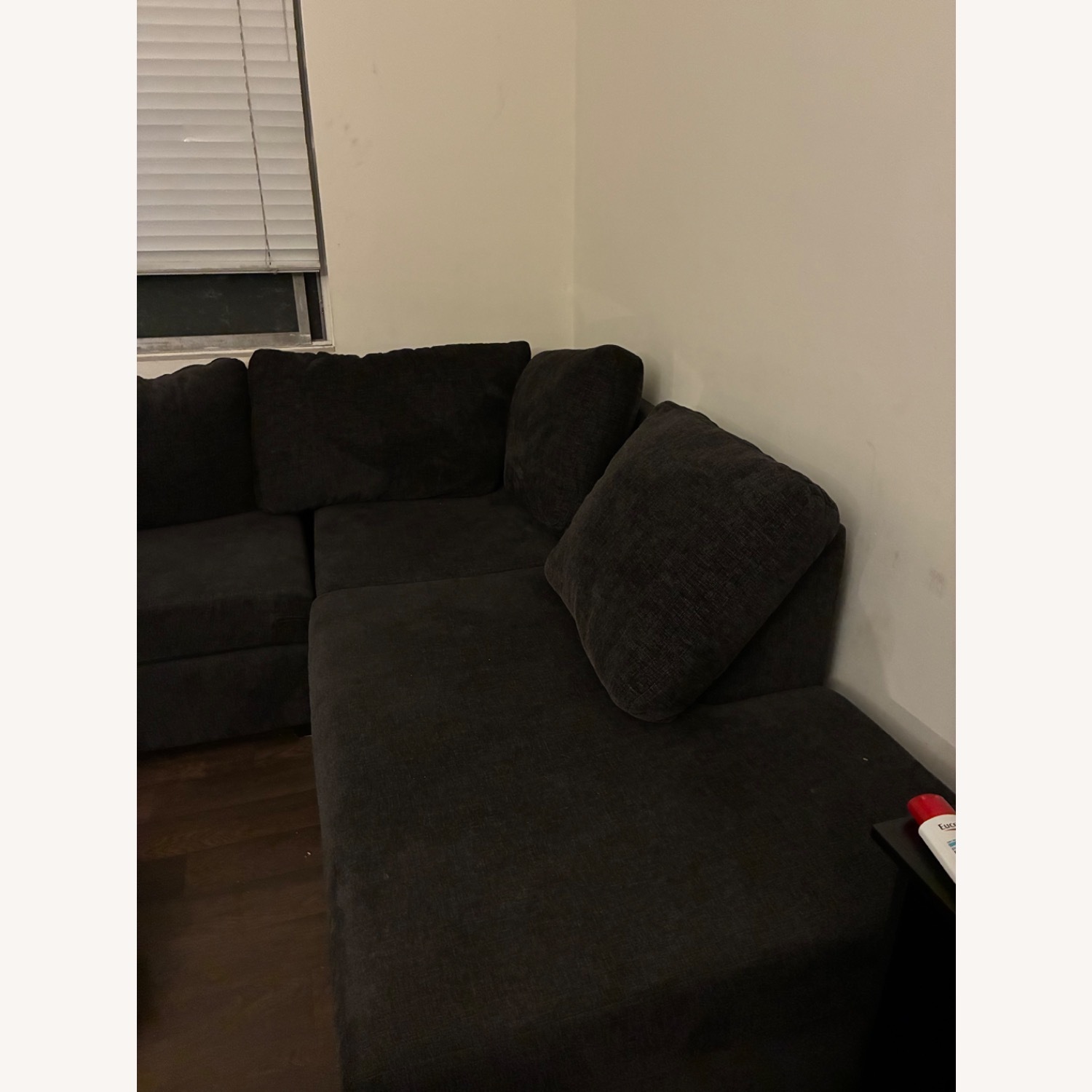 Living Spaces Dark Gray Fabric 3+ Piece Sectional - image-2