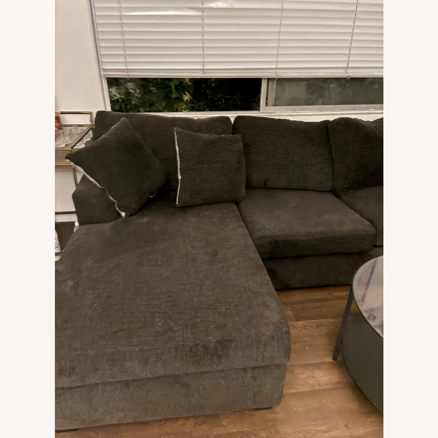 Living Spaces Dark Gray Fabric 3+ Piece Sectional - image-3