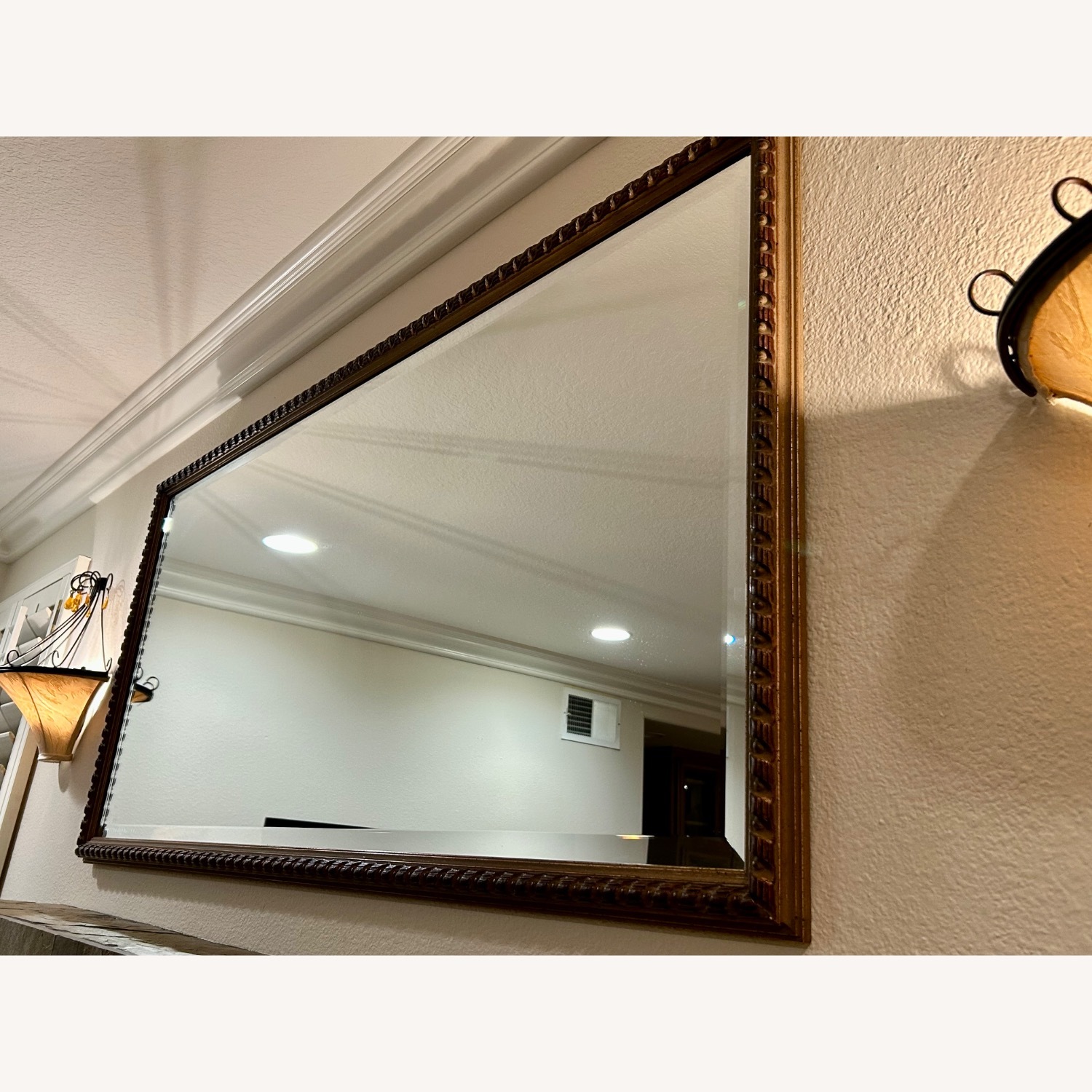 Carved and Beveled Wood Framed Wall Mirror - image-2