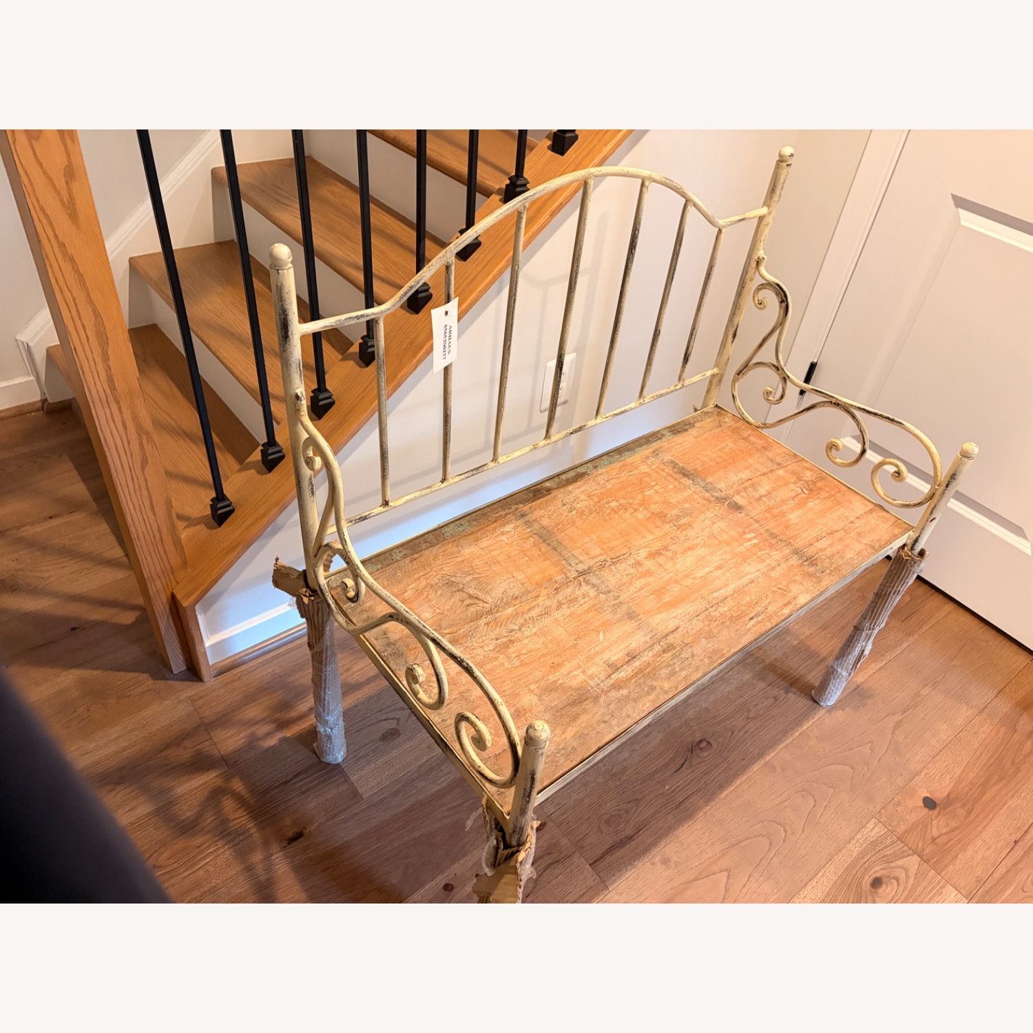 Arhaus White Wrought Iron Bench - image-6