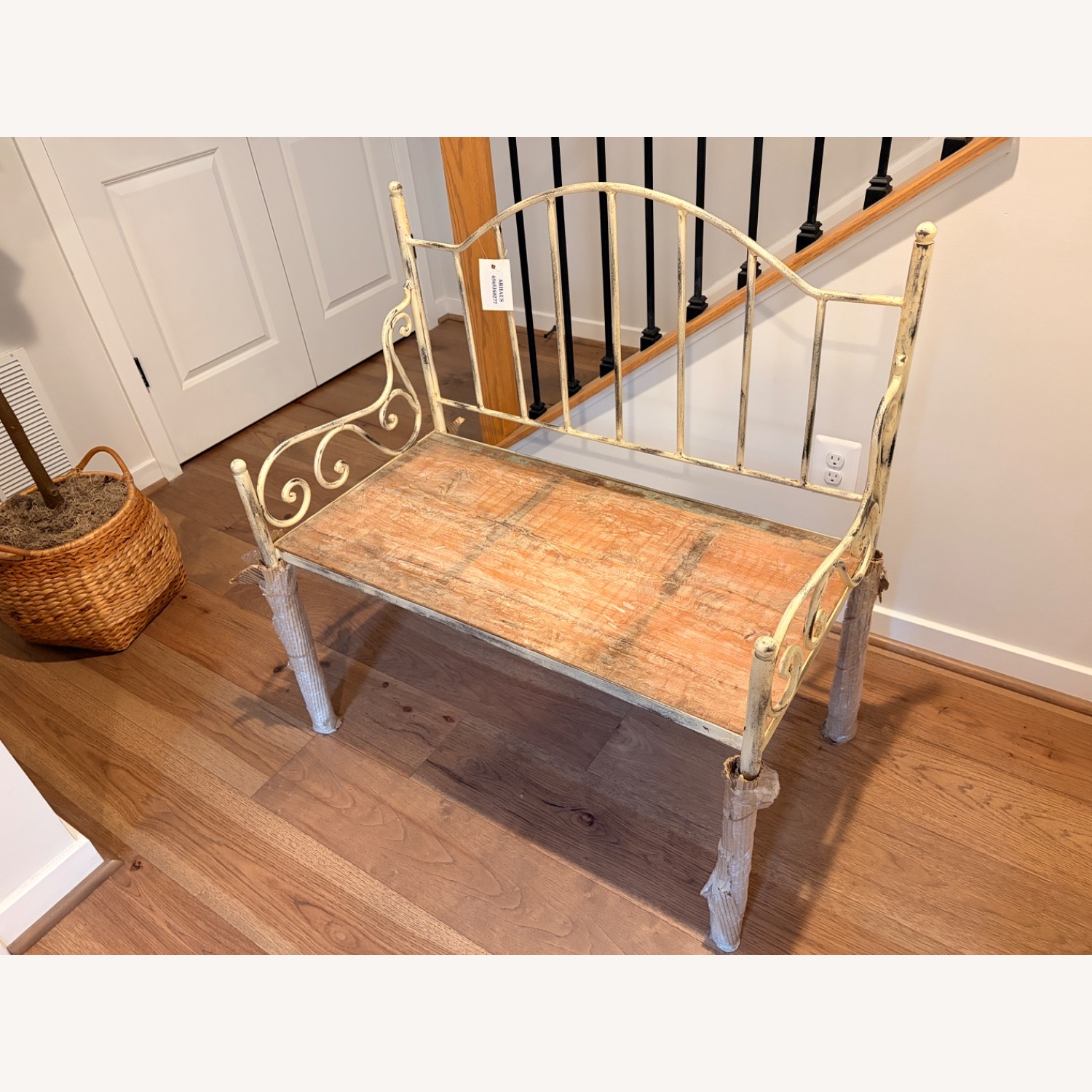 Arhaus White Wrought Iron Bench - image-5