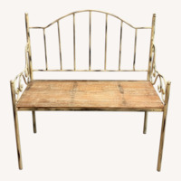 Arhaus White Wrought Iron Bench