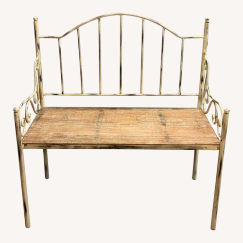 Used Arhaus White Wrought Iron Bench for sale on AptDeco