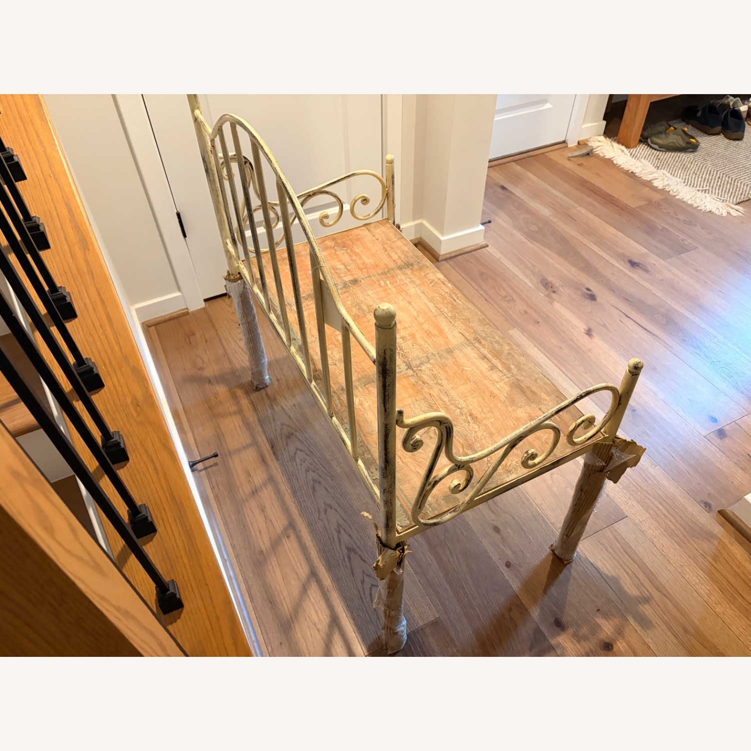 Arhaus White Wrought Iron Bench - image-8