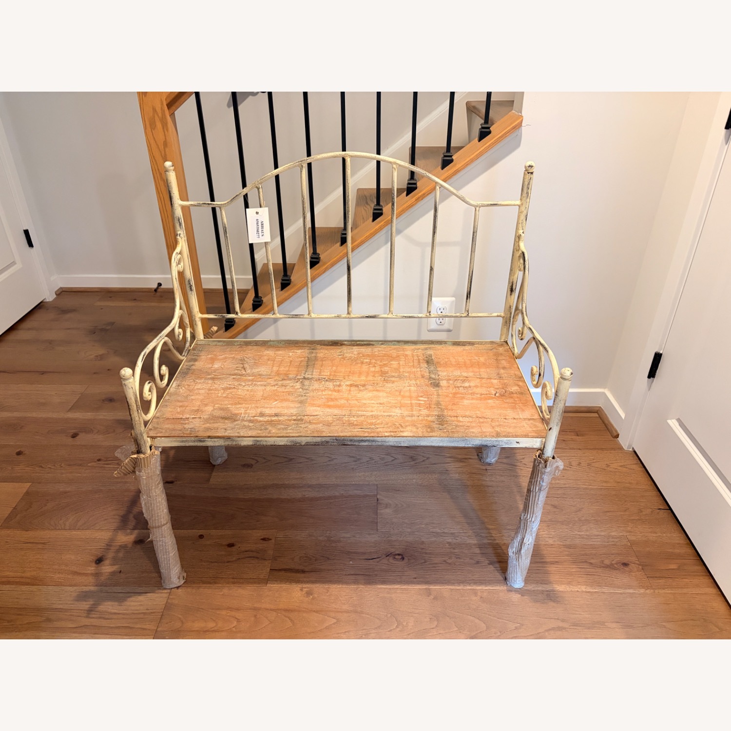 Arhaus White Wrought Iron Bench - image-4