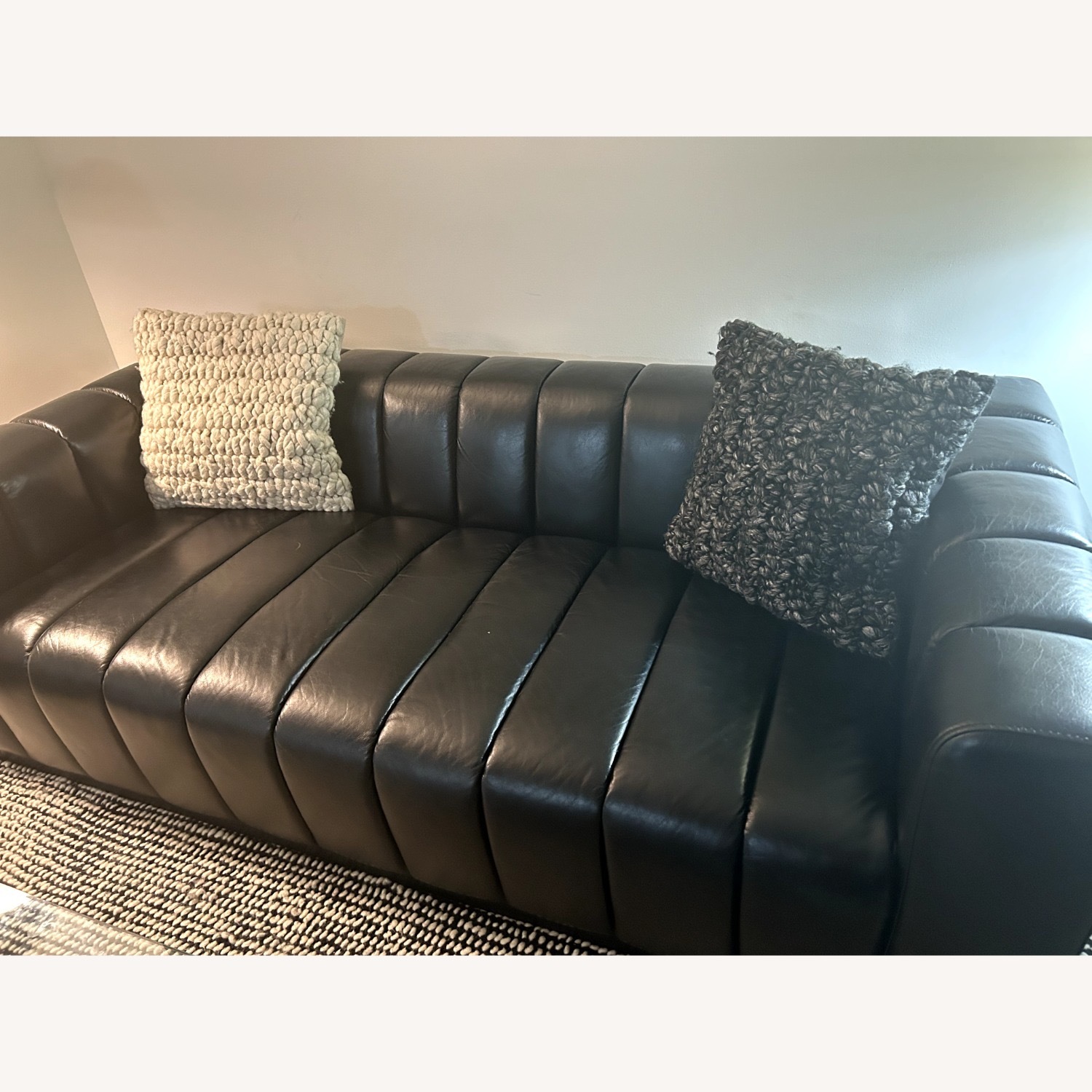 CB2 Forte Channeled Leather Sofa - image-3