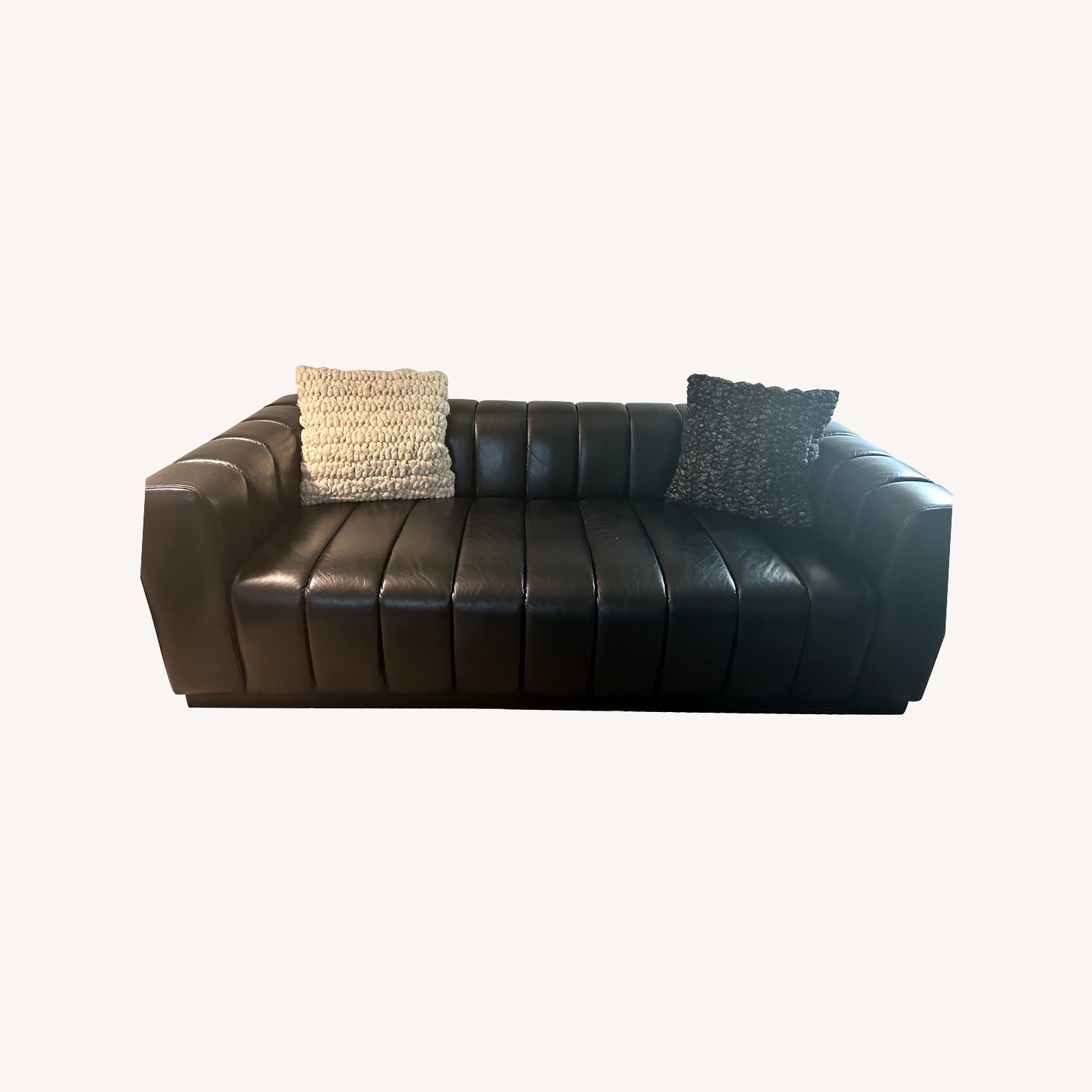 CB2 Forte Channeled Leather Sofa - image-5
