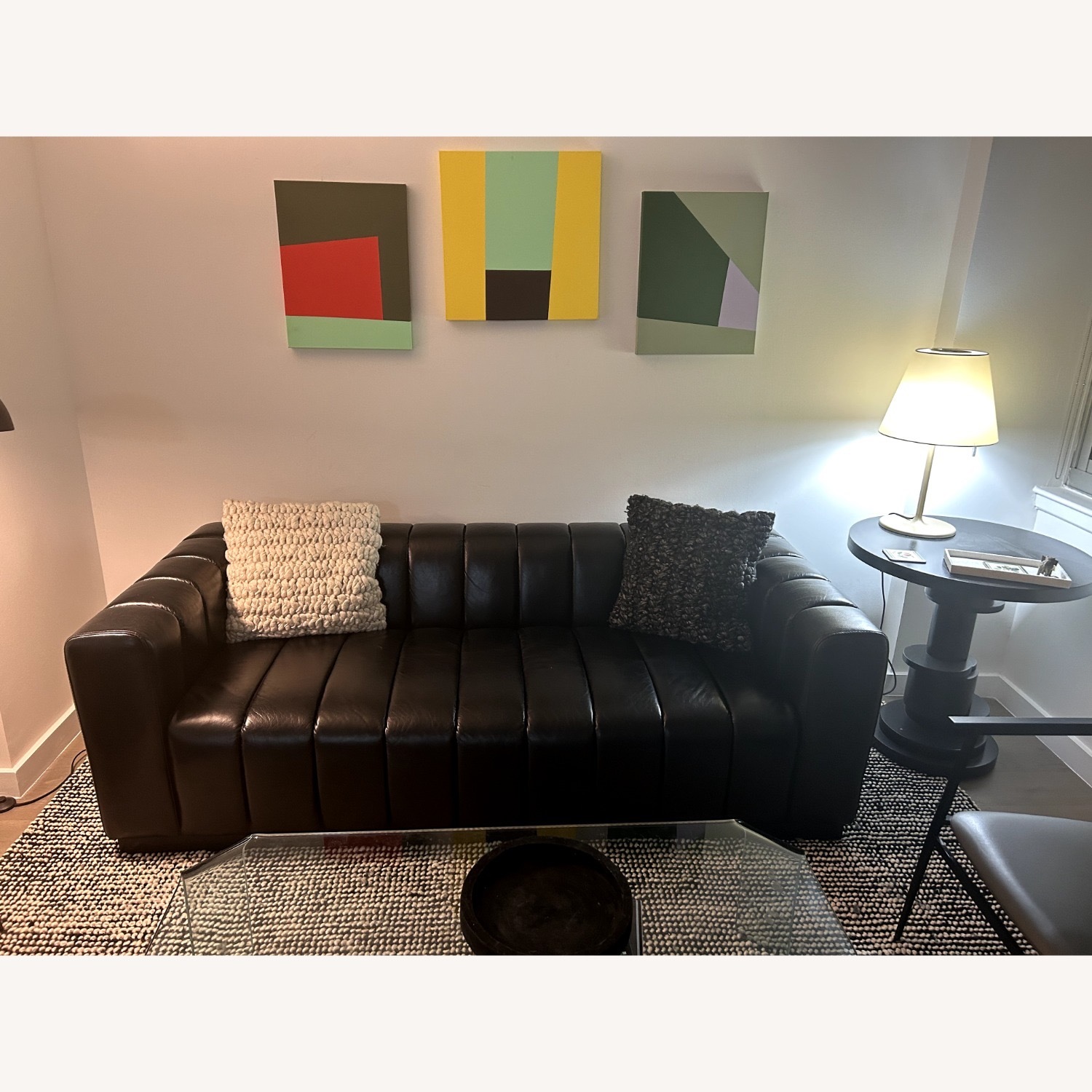 CB2 Forte Channeled Leather Sofa - image-2