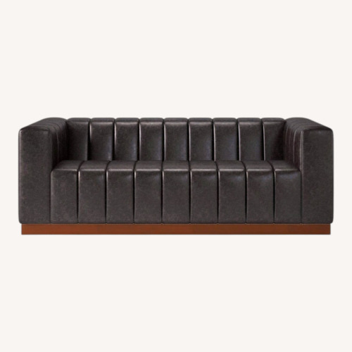 Used CB2 Forte Channeled Leather Sofa for sale on AptDeco