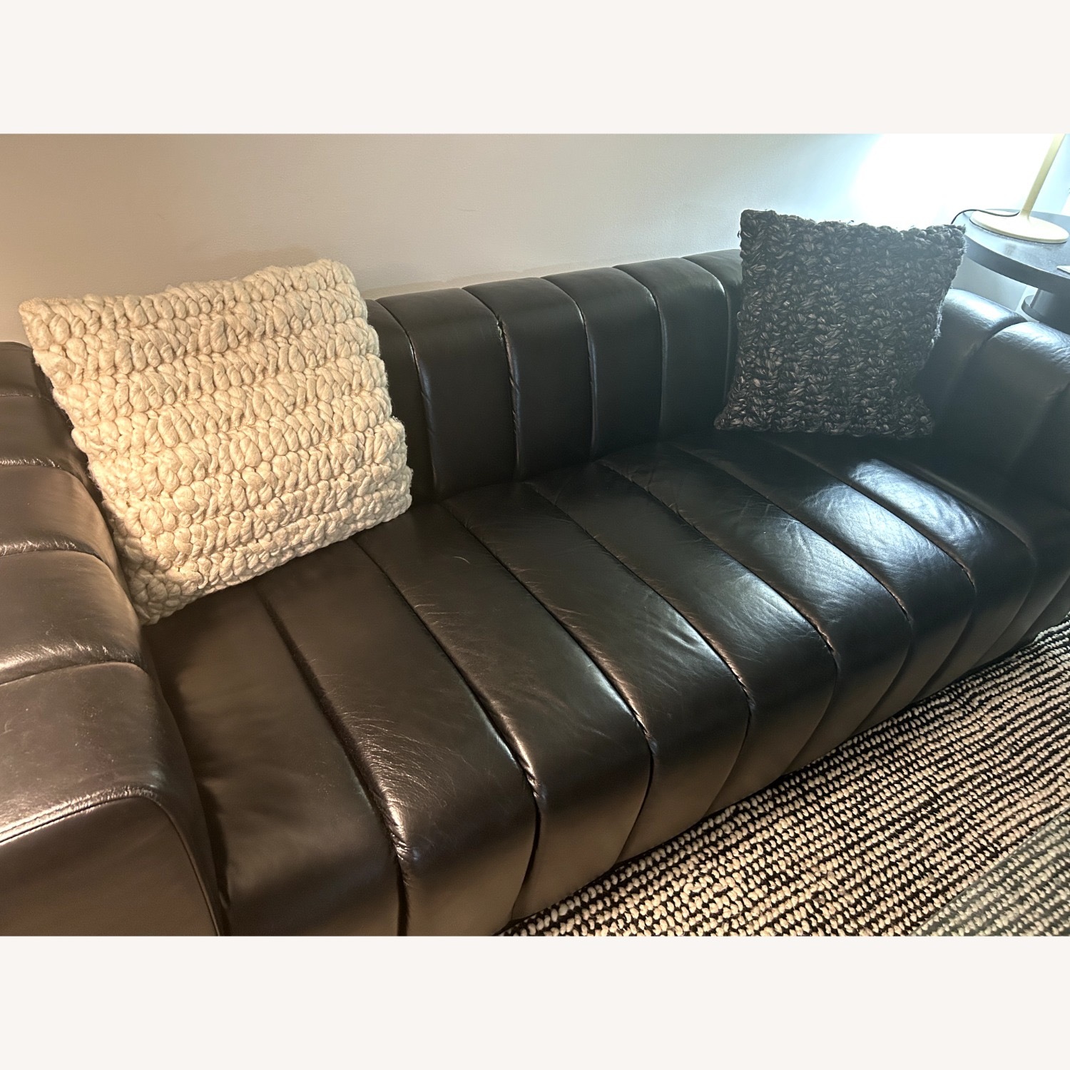 CB2 Forte Channeled Leather Sofa - image-4