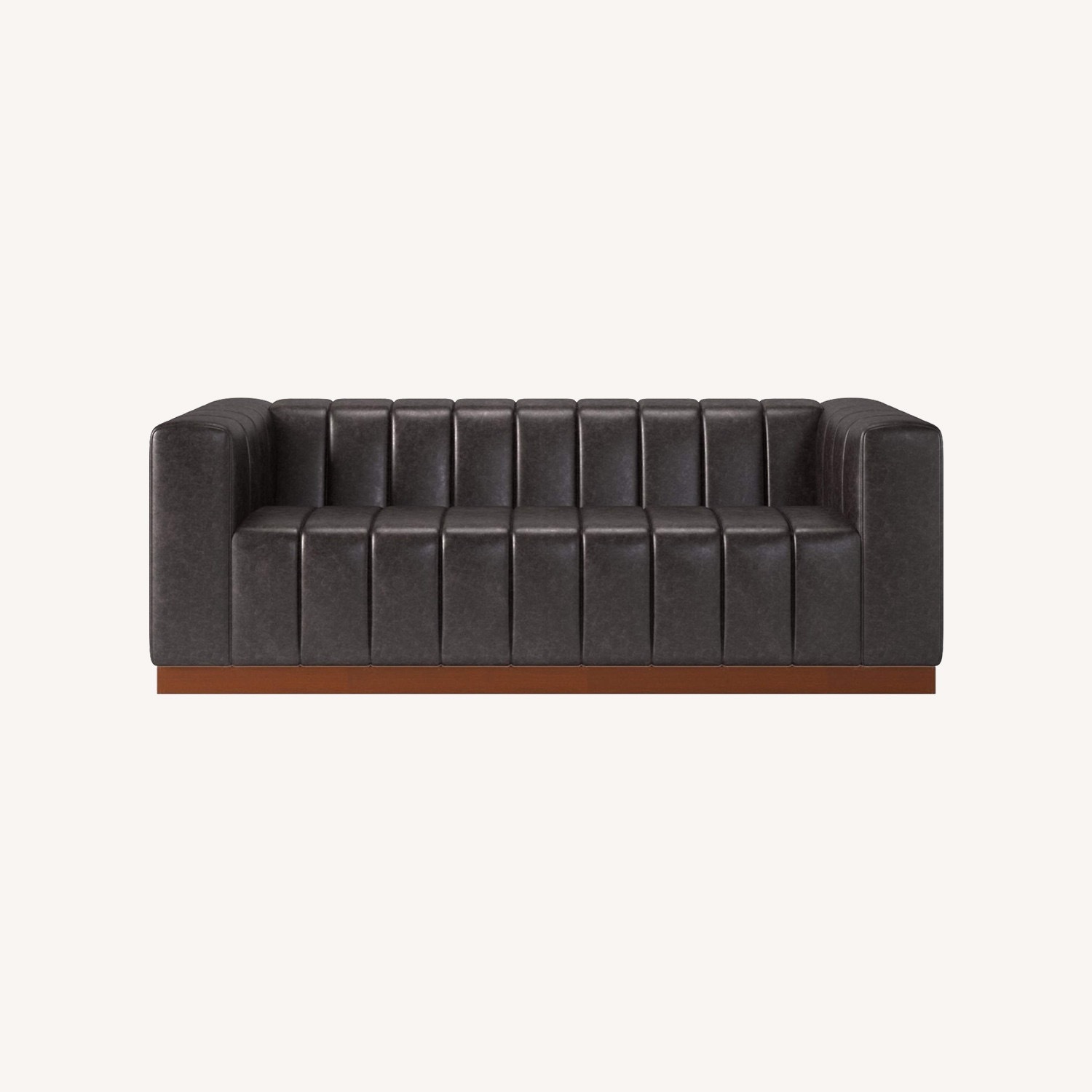 CB2 Forte Channeled Leather Sofa - image-7
