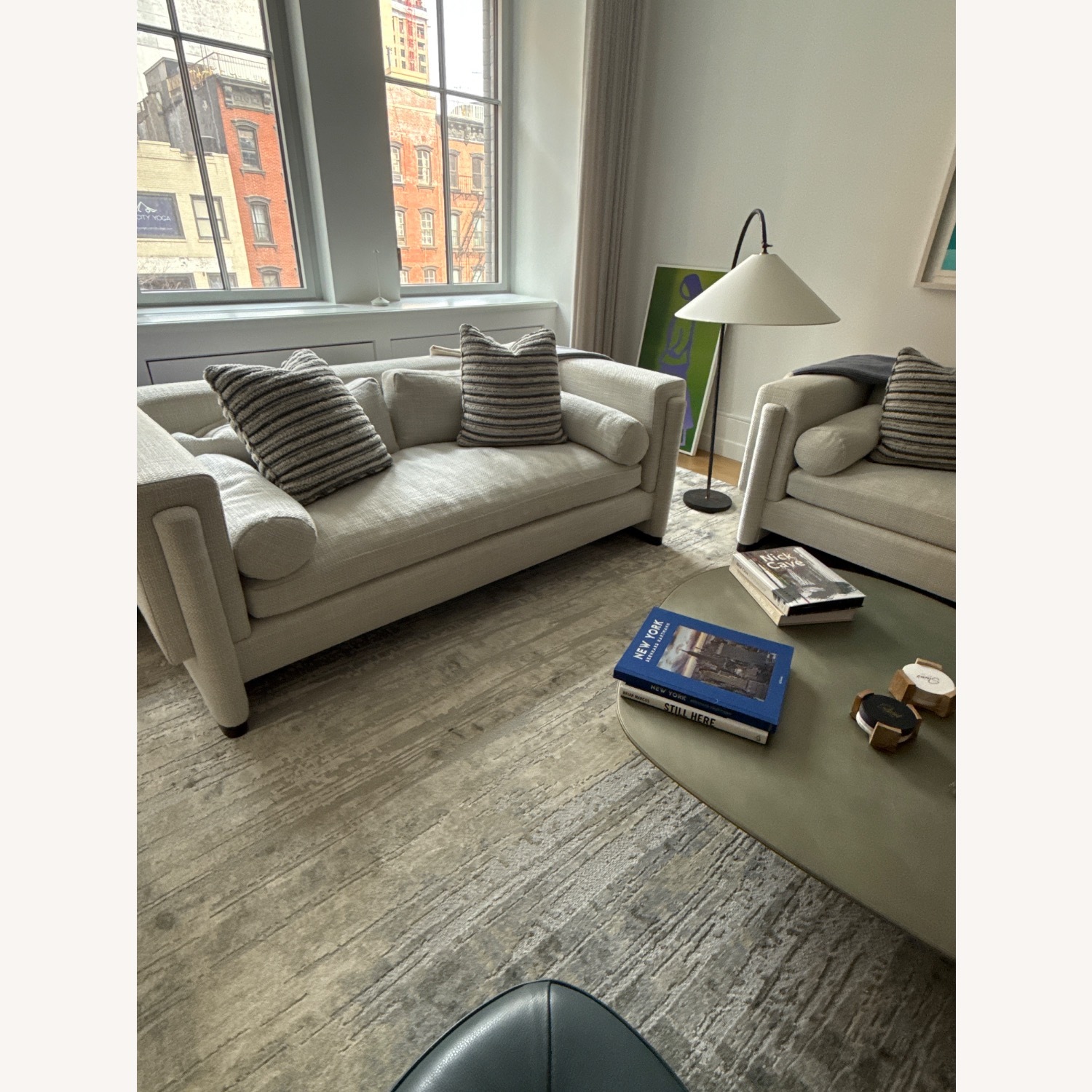 White Fabric 3+ Seater Sofa - image-7