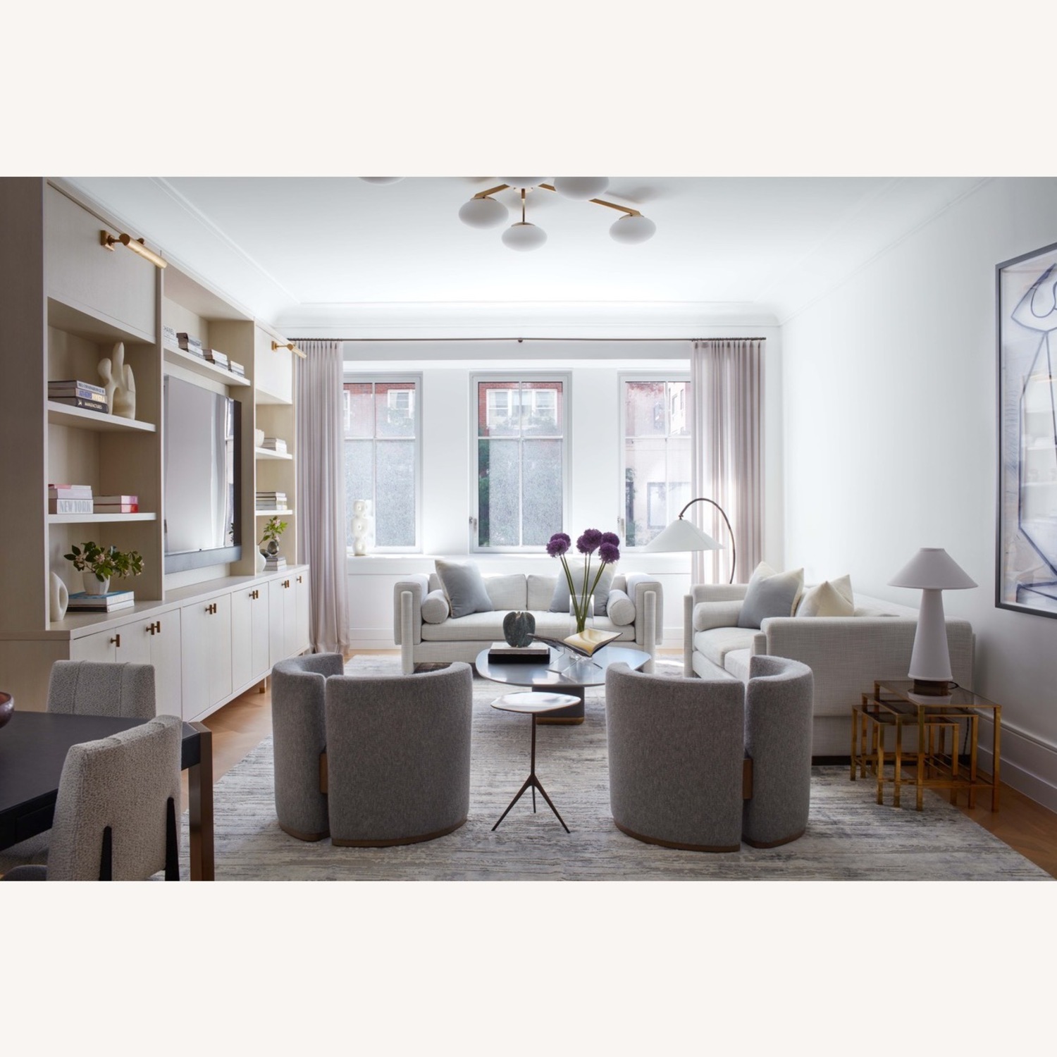 White Fabric 3+ Seater Sofa - image-1