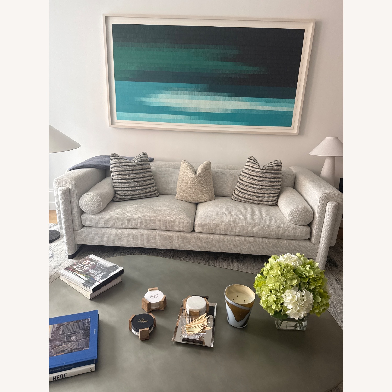 White Fabric 3+ Seater Sofa - image-2