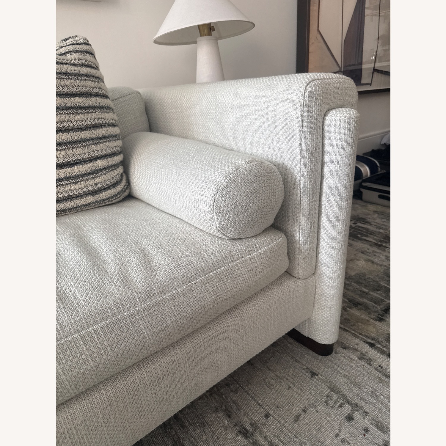 White Fabric 3+ Seater Sofa - image-5