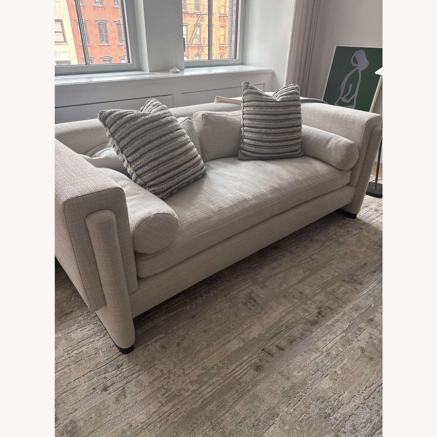 White Fabric 3+ Seater Sofa - image-6