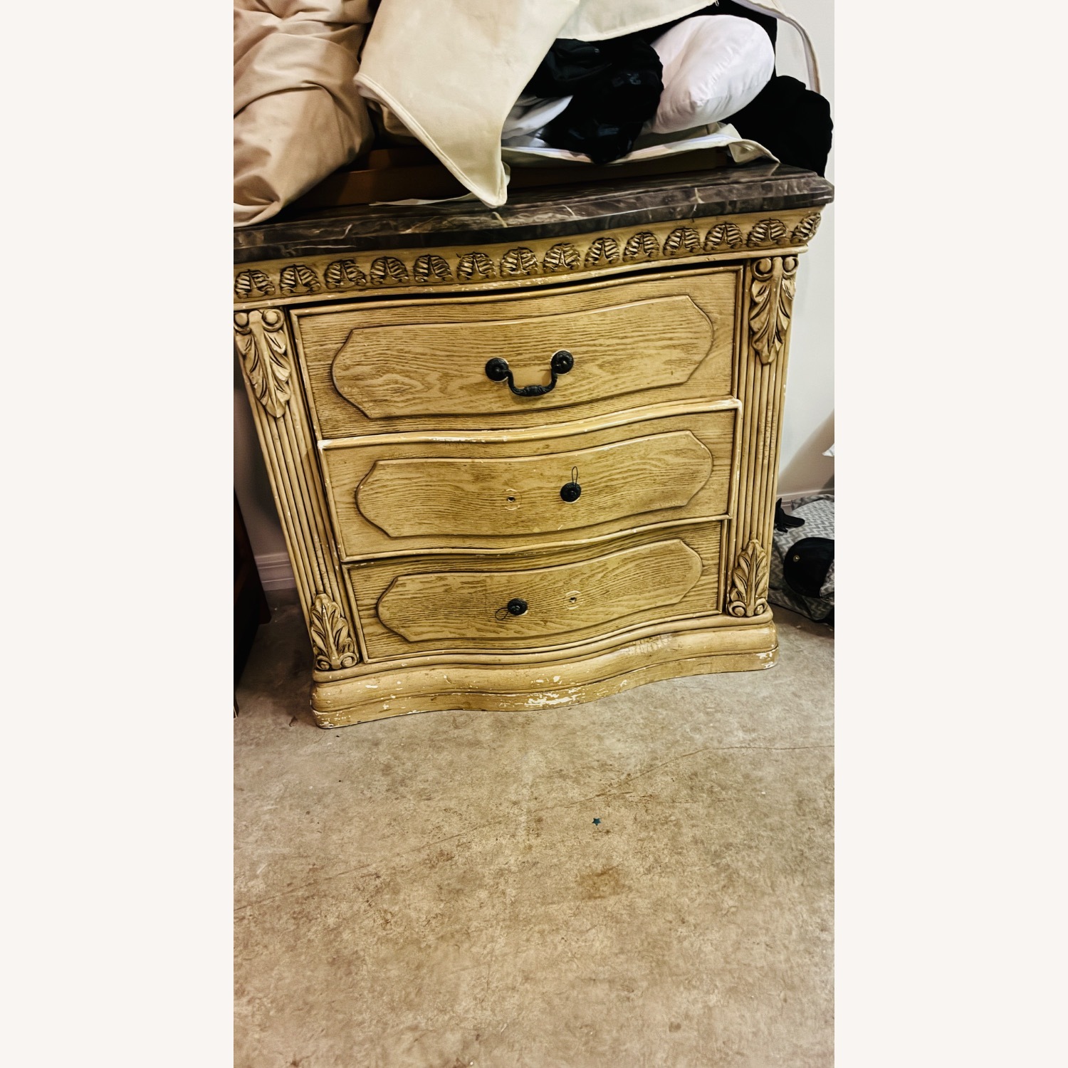 Ashley Furniture Dark Brown Marble Dresser - image-1