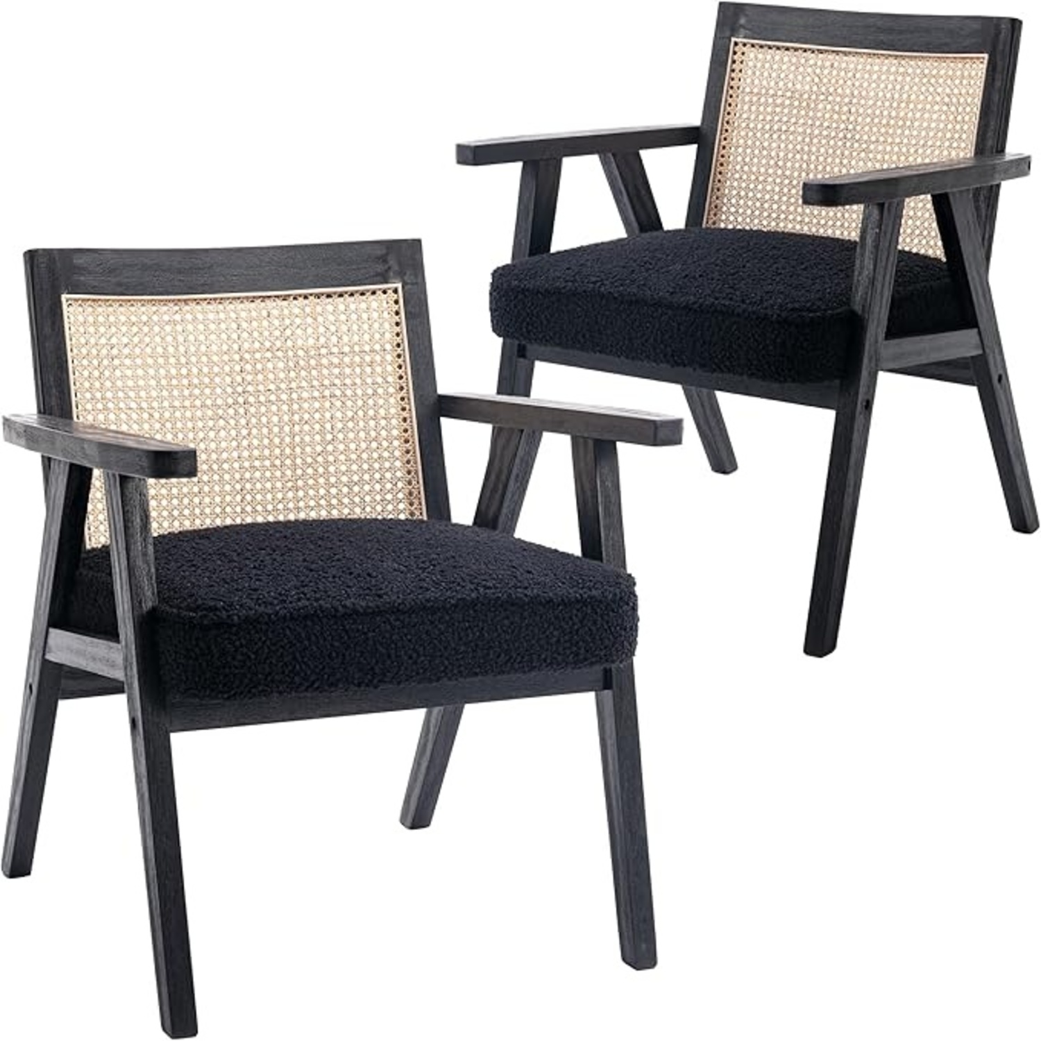 Modern Cane Back Accent Chair Set - image-8