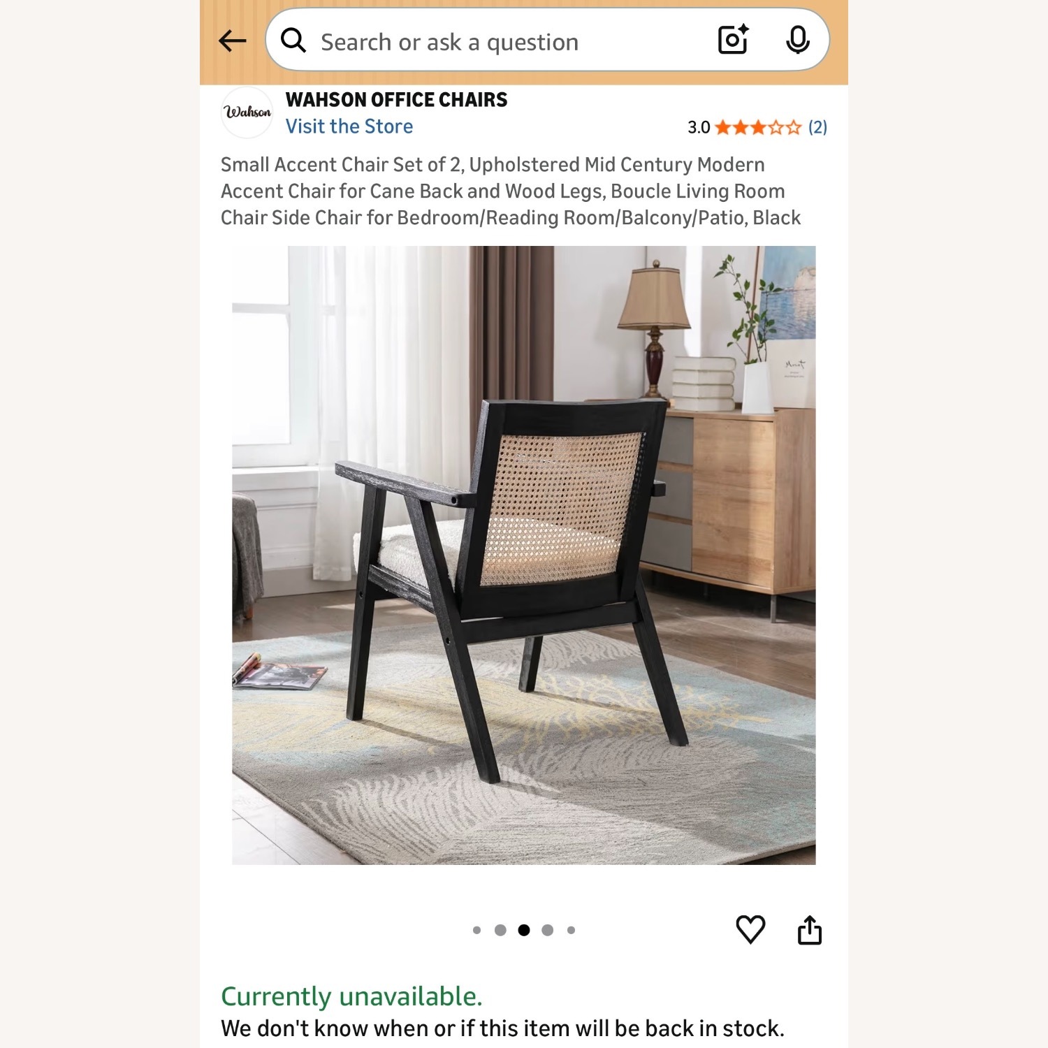 Modern Cane Back Accent Chair Set - image-5