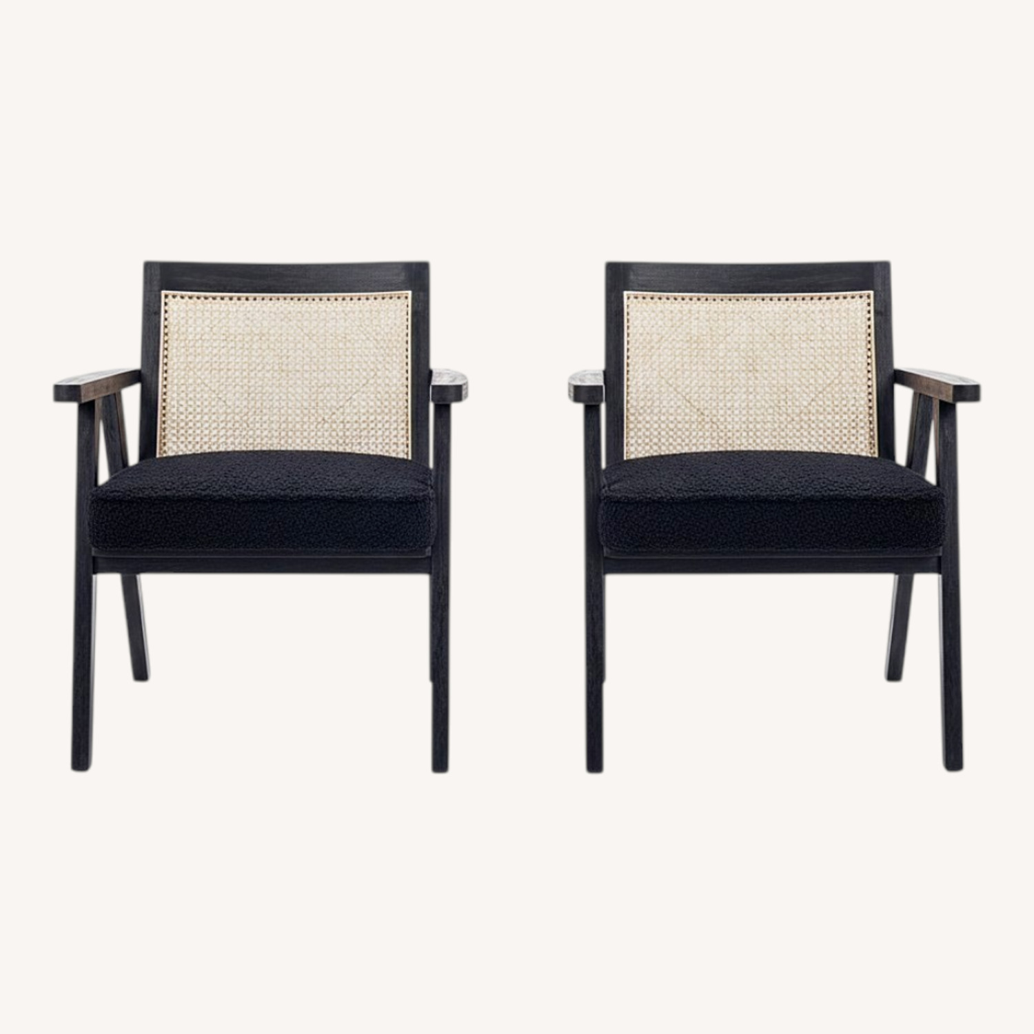 Modern Cane Back Accent Chair Set - image-0