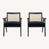 Modern Cane Back Accent Chair Set