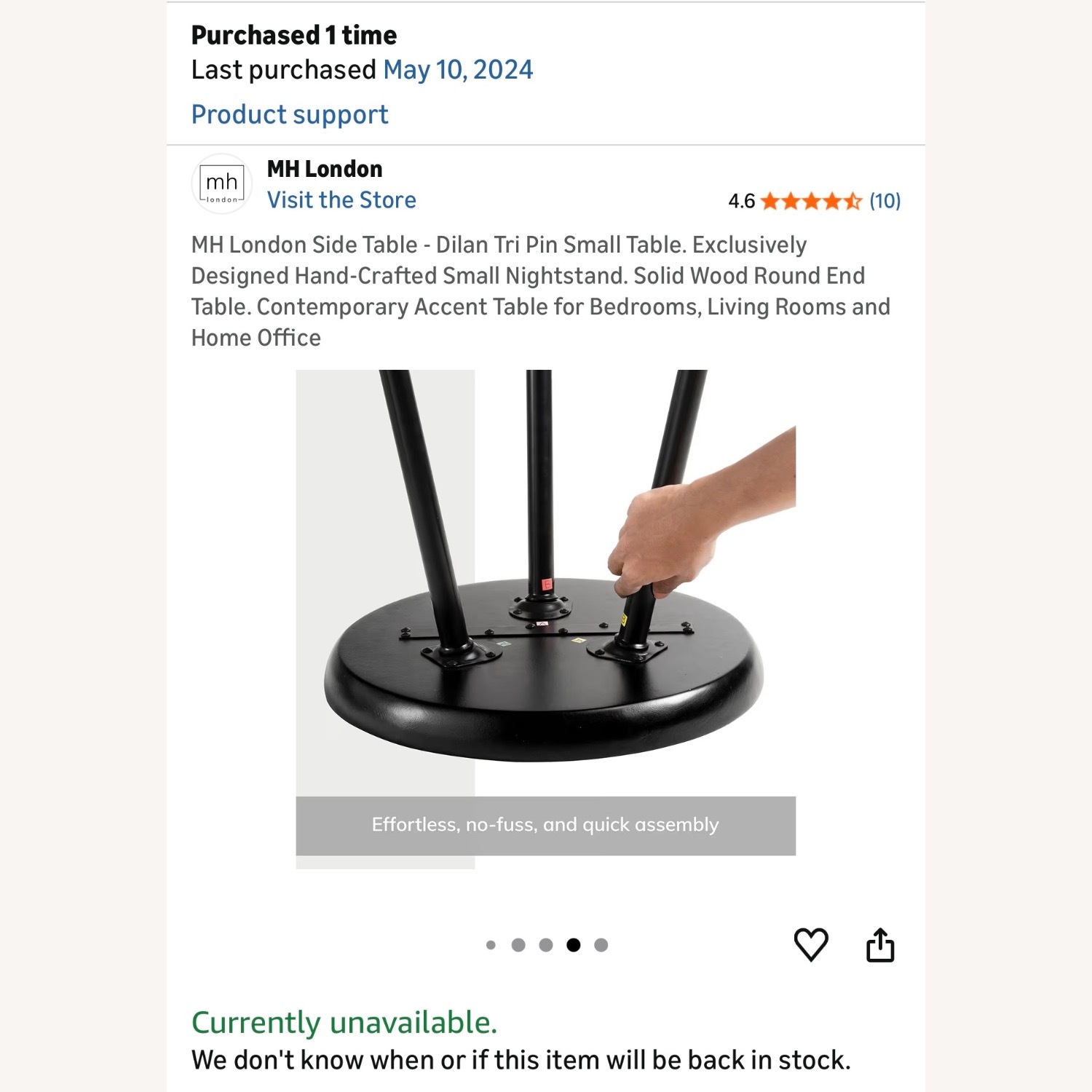 Dilan Tri Pin Black Wood Side Table - image-3