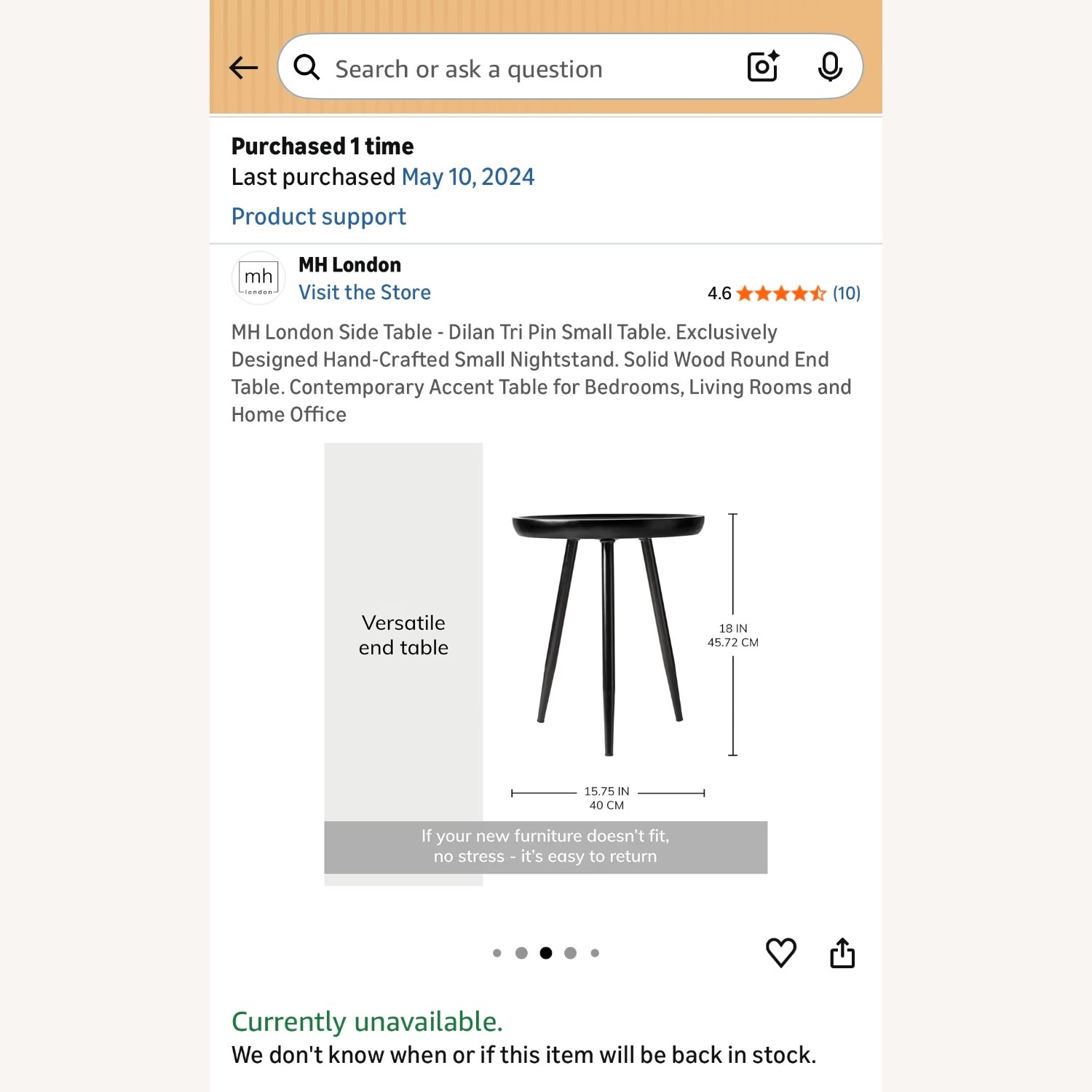 Dilan Tri Pin Black Wood Side Table - image-4