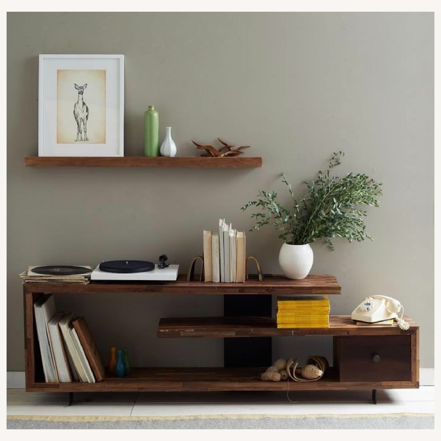 West Elm Staggered Reclaimed Peroba & Walnut Media Console  - image-1