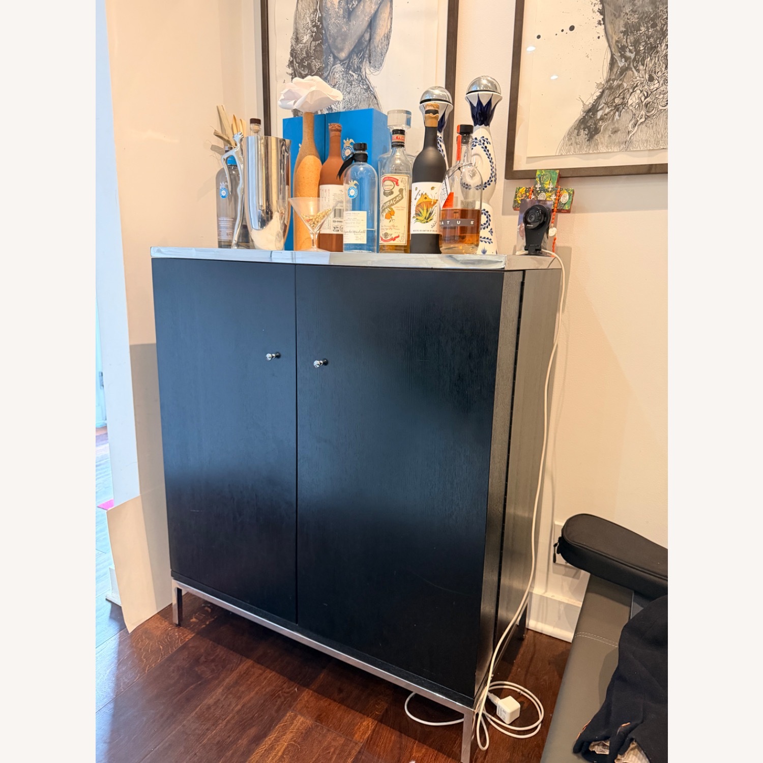 Mitchell Gold + Bob Williams Manning Black Wood Bar Cart - image-2